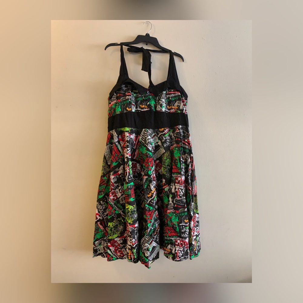 Hell Bunny Vixen horror themed halter dress 2X
